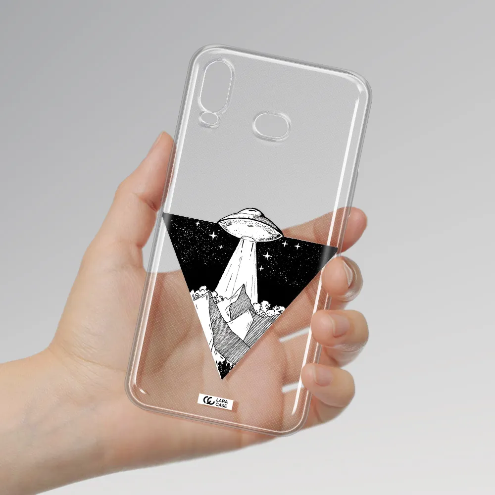 a triangle with a ufo in the sky Samsung A6S Clear TPU Case