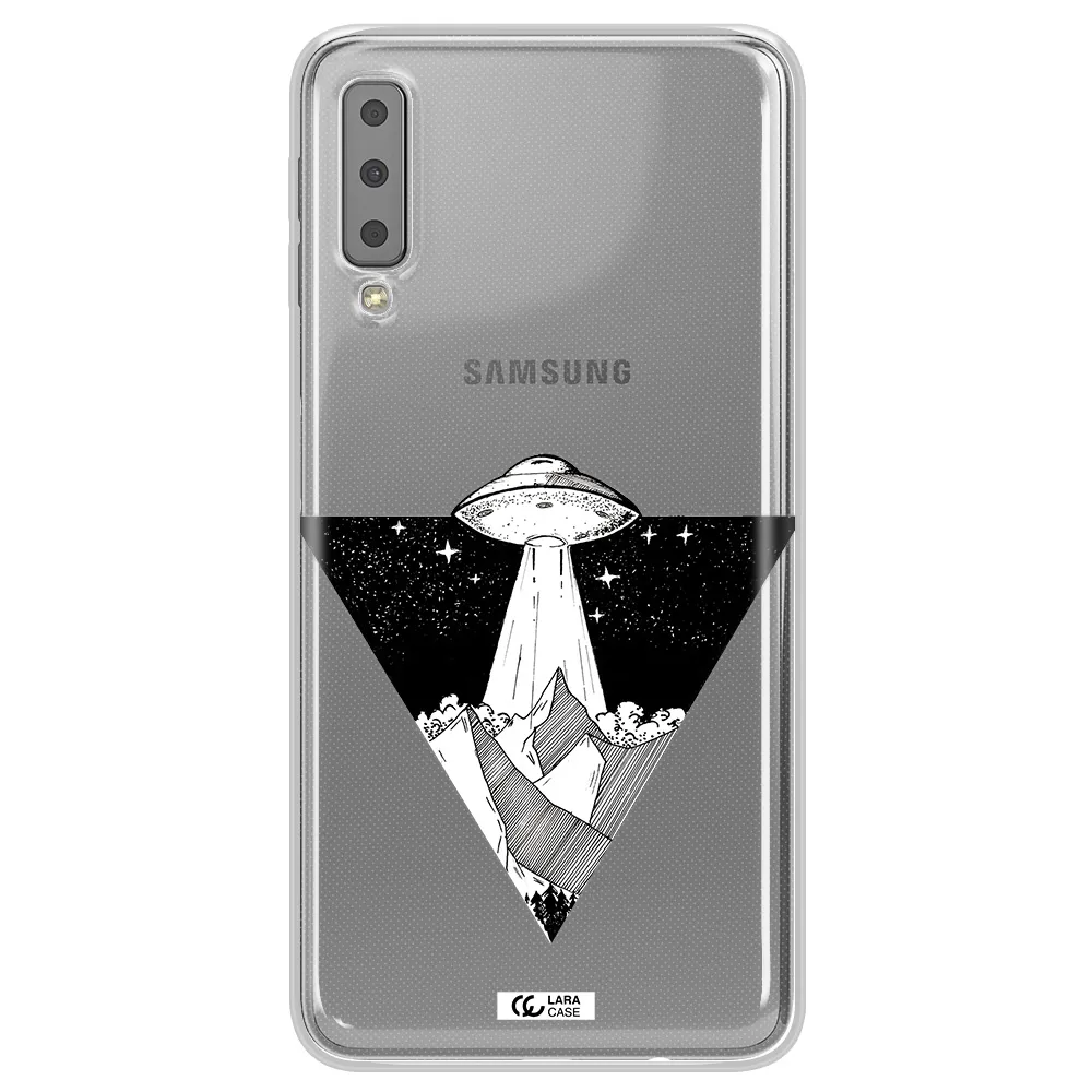 a triangle with a ufo in the sky Samsung A7 2018 Clear TPU Case