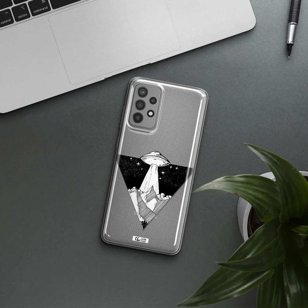 a triangle with a ufo in the sky Samsung A72 Clear TPU Case