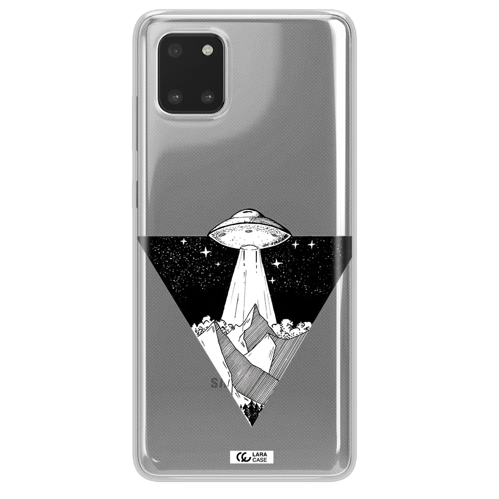 a triangle with a ufo in the sky Samsung A81 Clear TPU Case