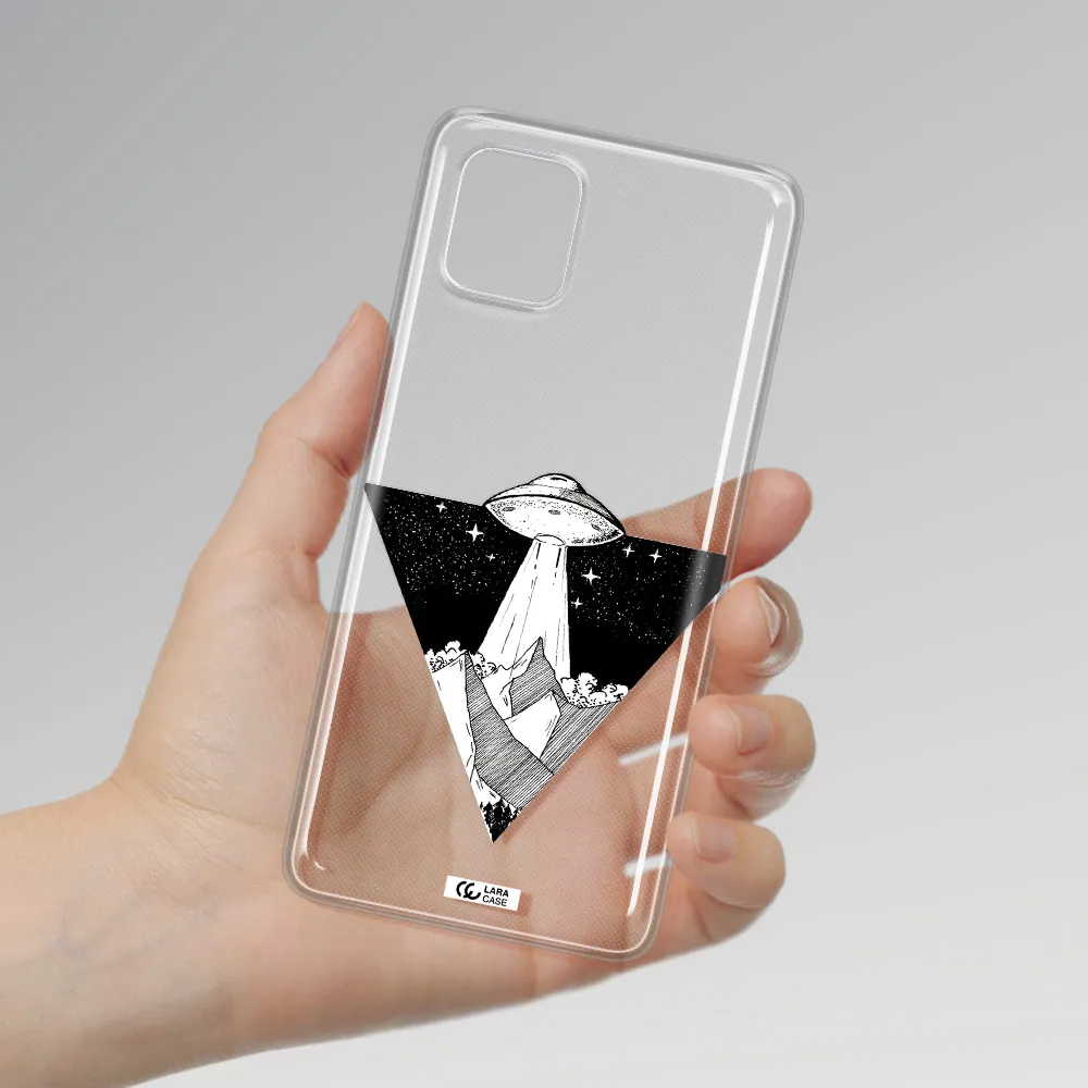 a triangle with a ufo in the sky Samsung A81 Clear TPU Case