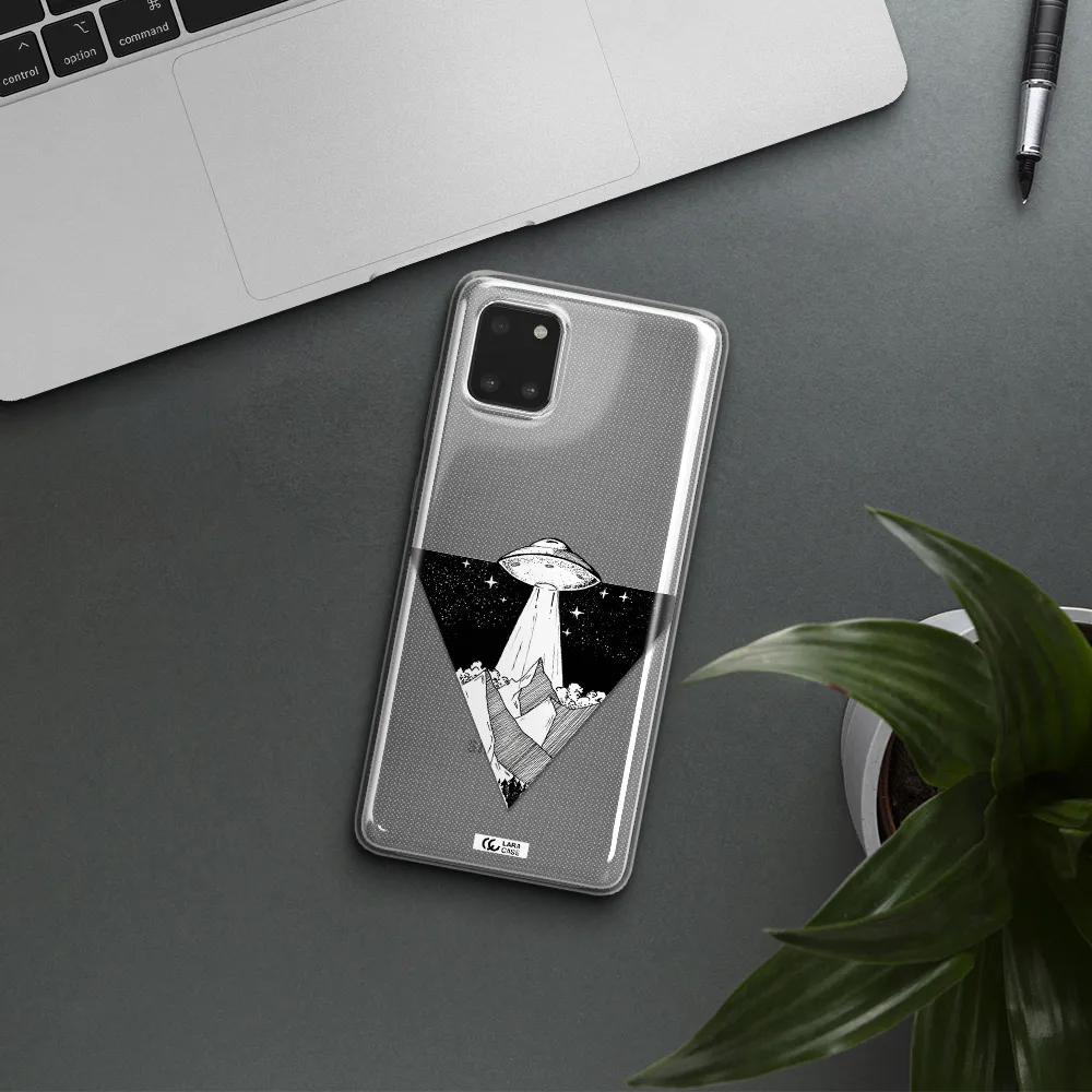 a triangle with a ufo in the sky Samsung A81 Clear TPU Case