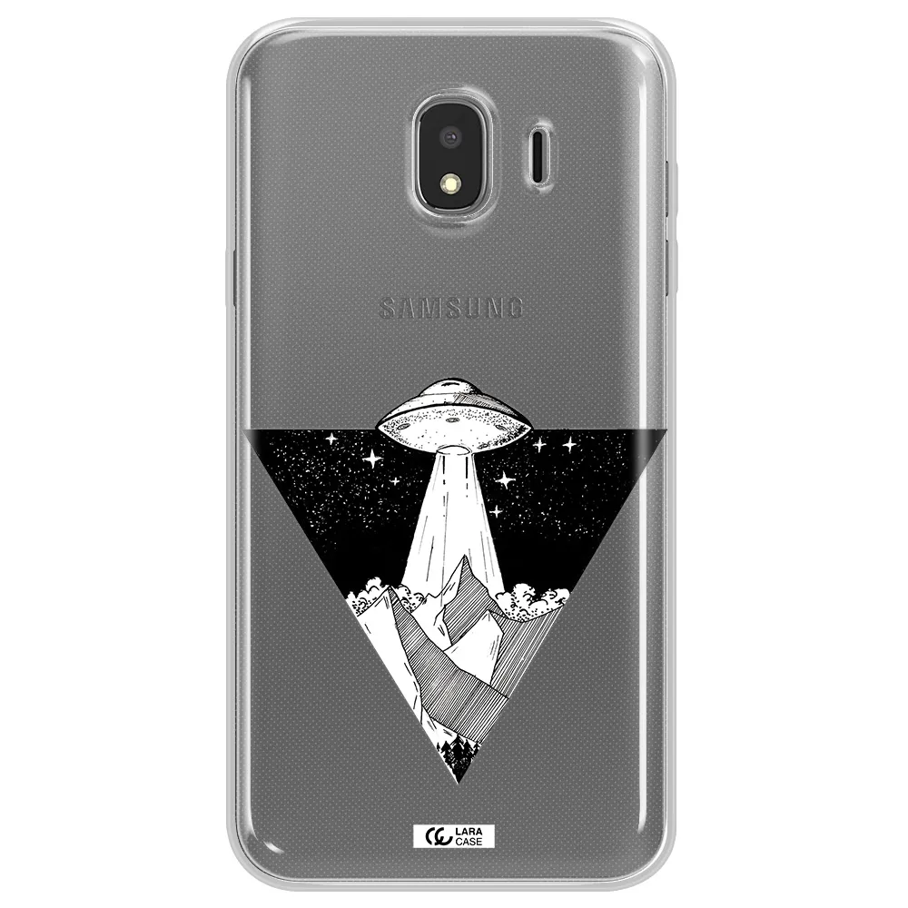 a triangle with a ufo in the sky Samsung J4 Clear TPU Case