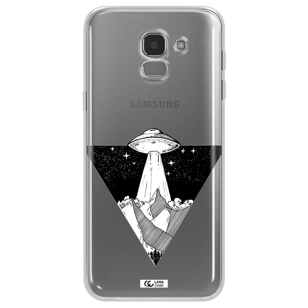 a triangle with a ufo in the sky Samsung J6 Clear TPU Case