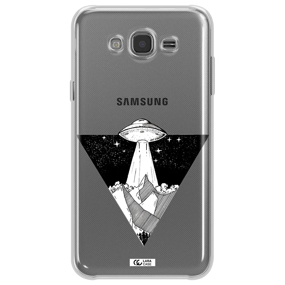 a triangle with a ufo in the sky Samsung J7 Clear TPU Case
