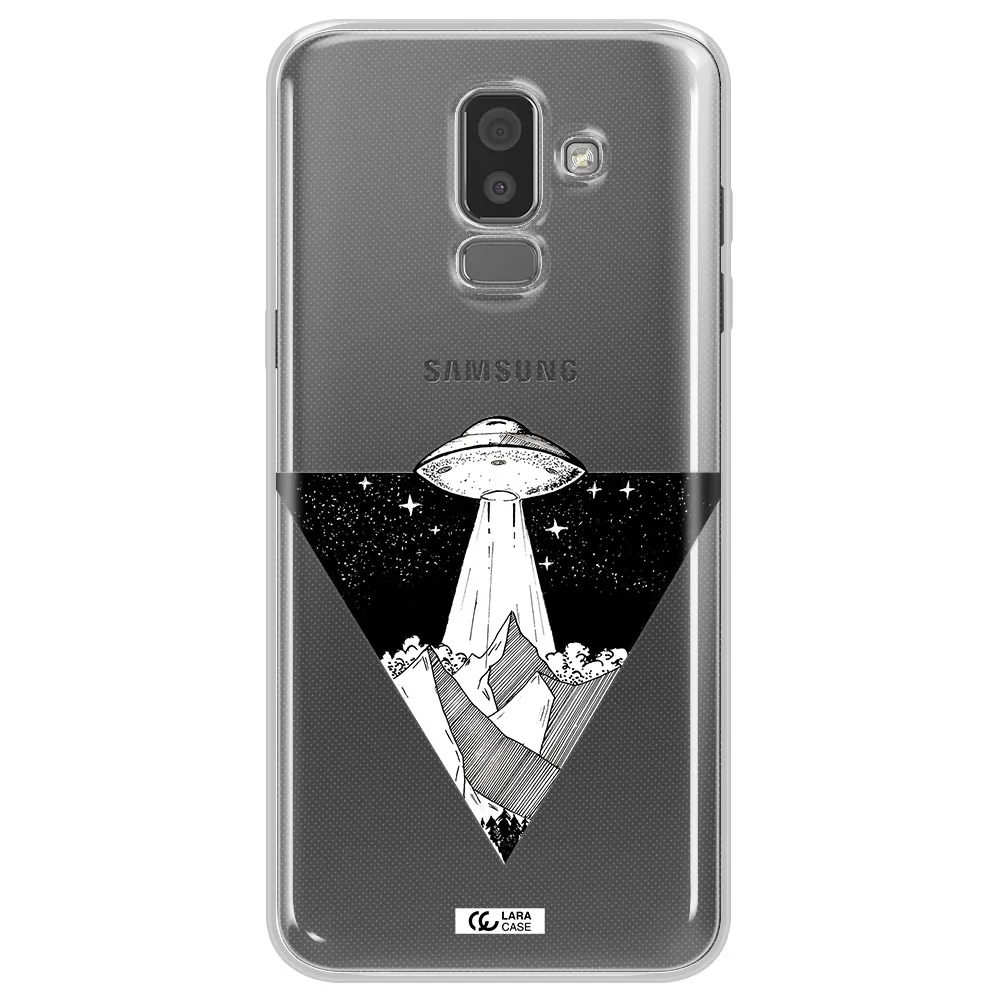 a triangle with a ufo in the sky Samsung J8 Clear TPU Case