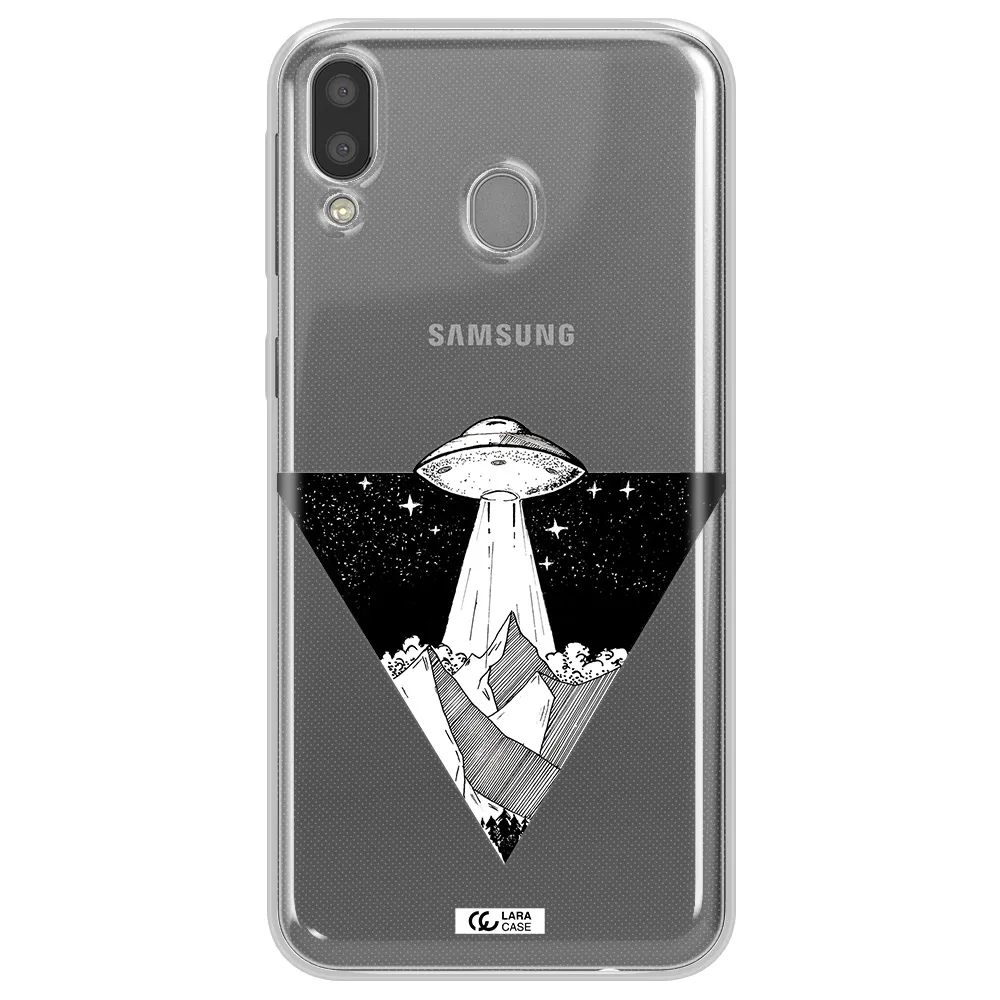 a triangle with a ufo in the sky Samsung M20 Clear TPU Case