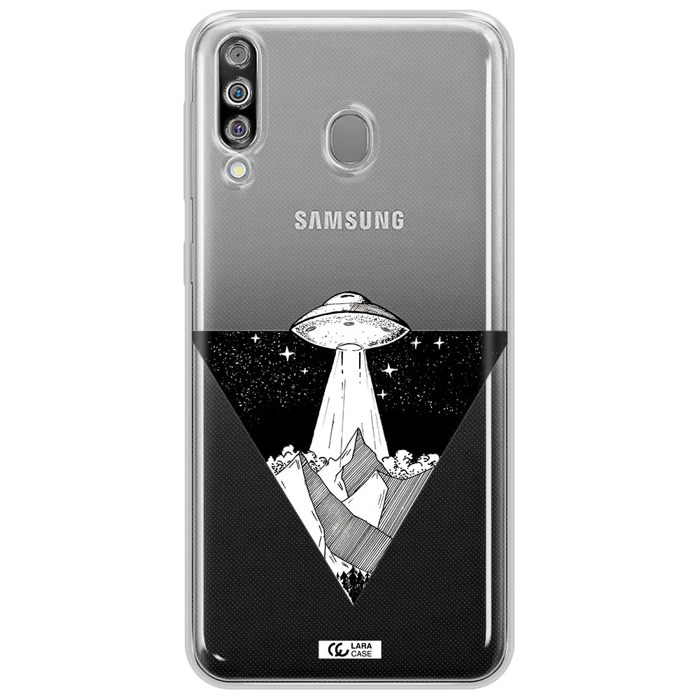 a triangle with a ufo in the sky Samsung M30 Clear TPU Case