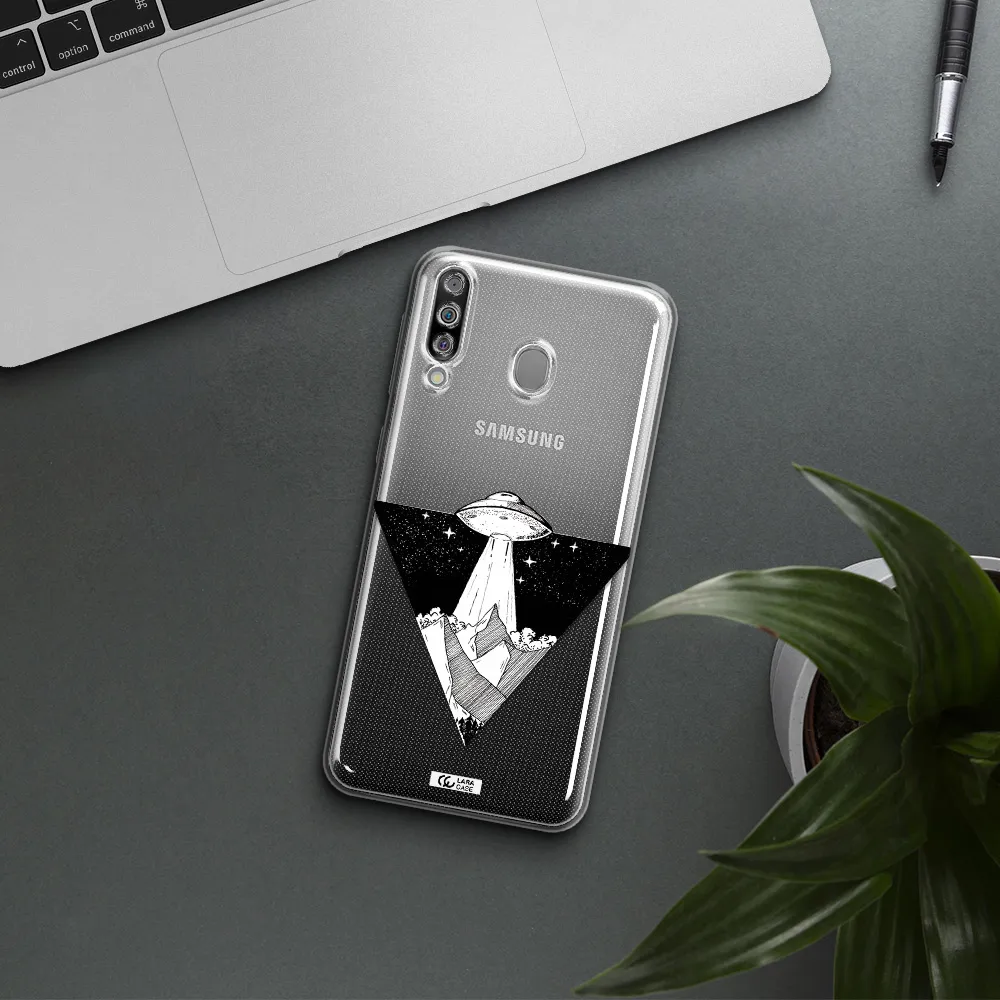 a triangle with a ufo in the sky Samsung M30 Clear TPU Case