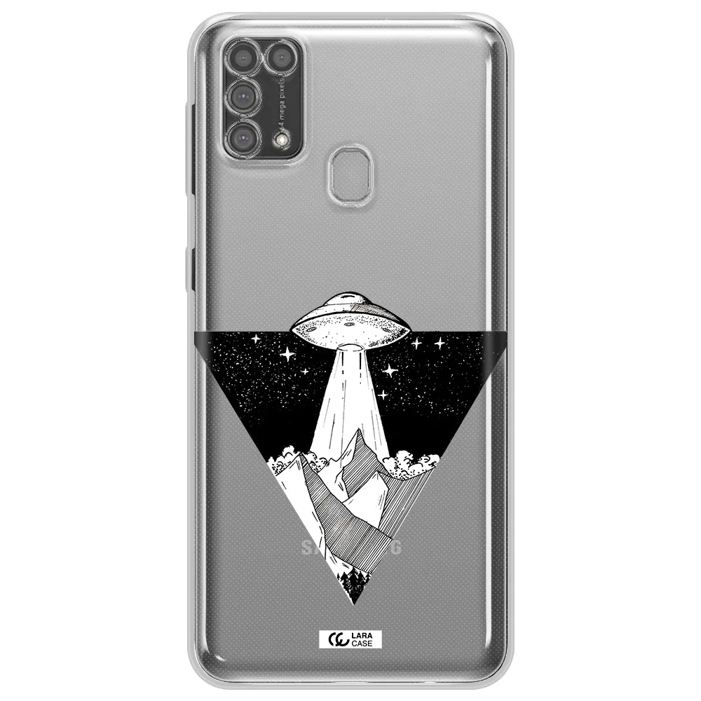 a triangle with a ufo in the sky Samsung M31 Clear TPU Case