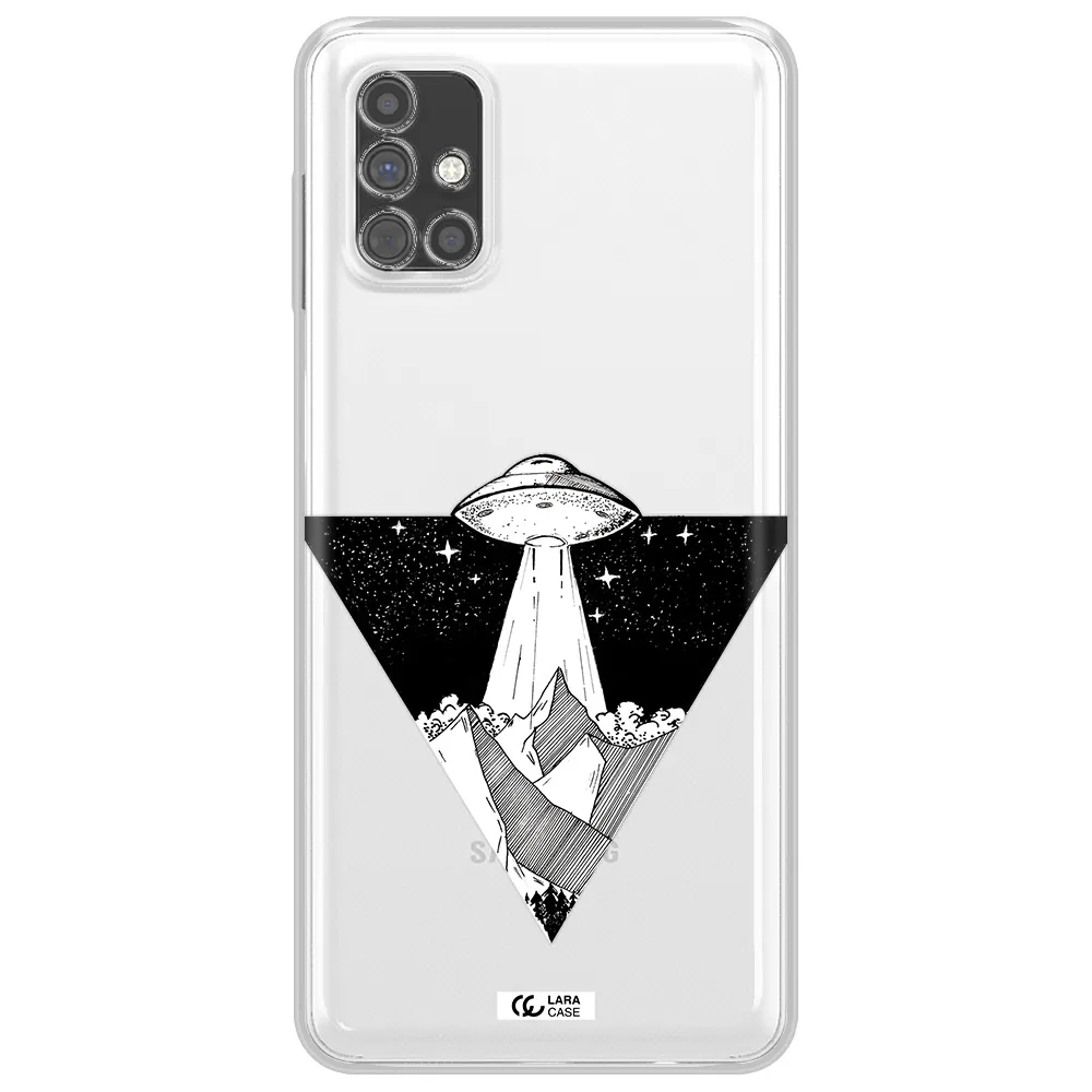 a triangle with a ufo in the sky Samsung M51 Clear TPU Case