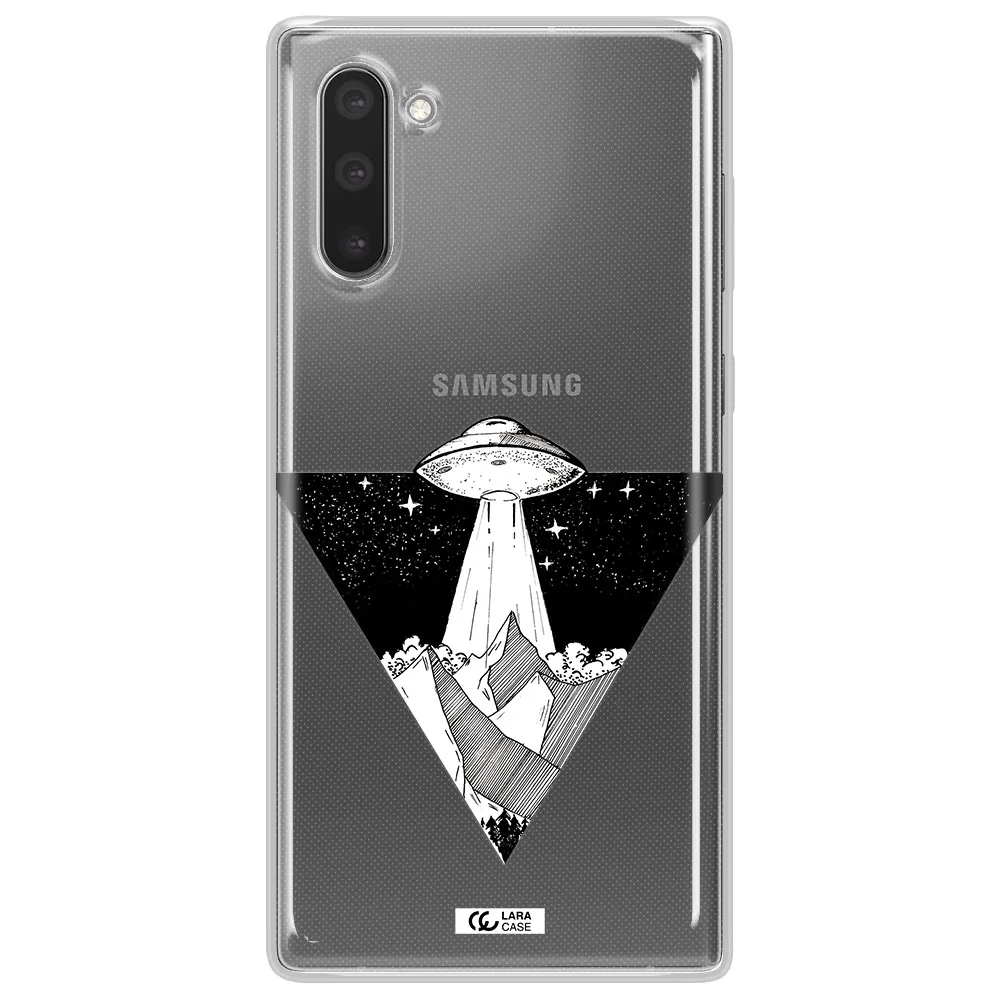 a triangle with a ufo in the sky Samsung Note 10 Clear TPU Case