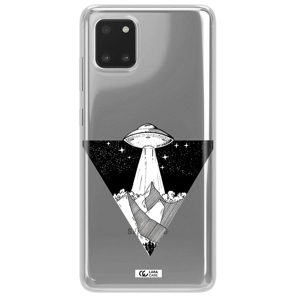a triangle with a ufo in the sky Samsung Note 10 Lite Clear TPU Case