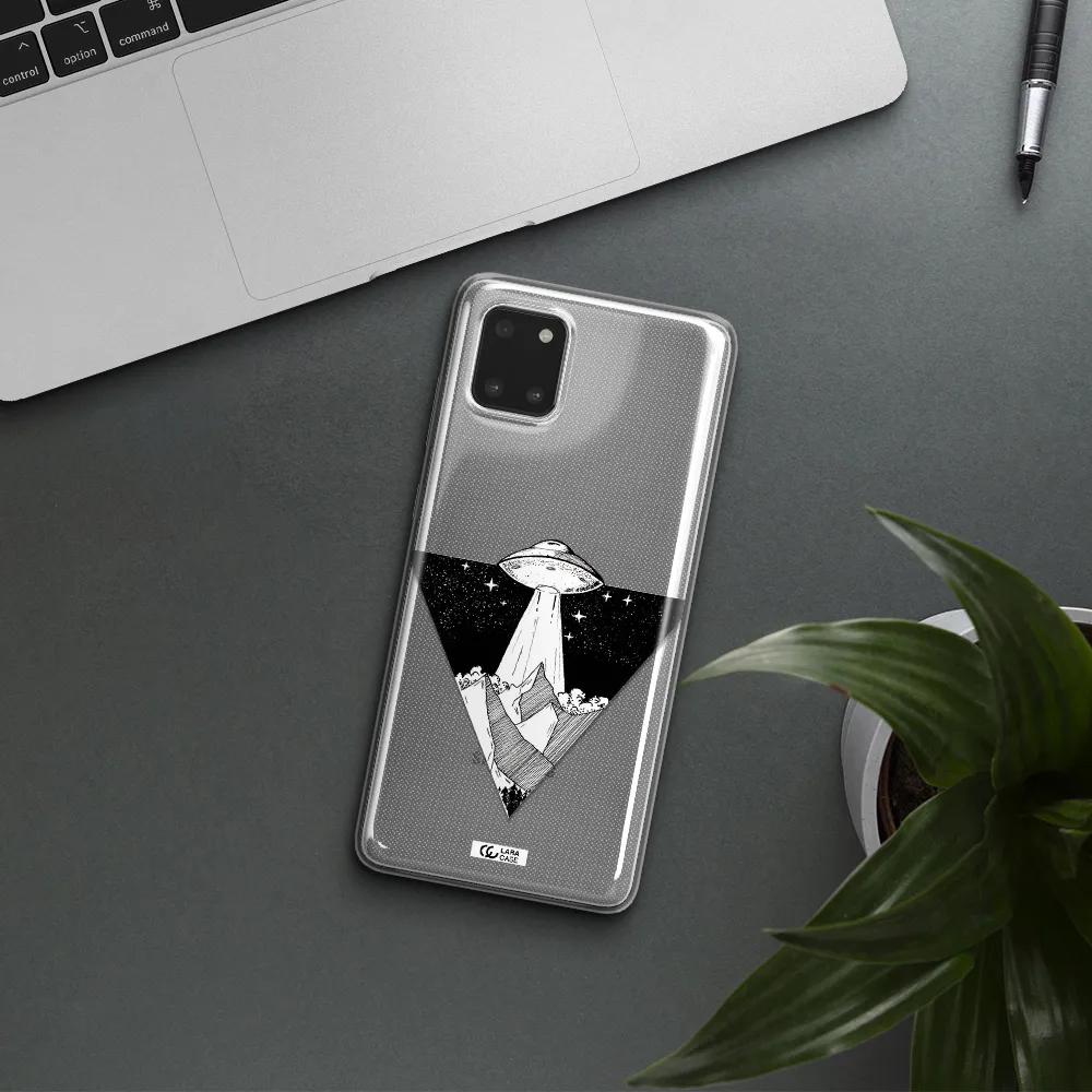 a triangle with a ufo in the sky Samsung Note 10 Lite Clear TPU Case