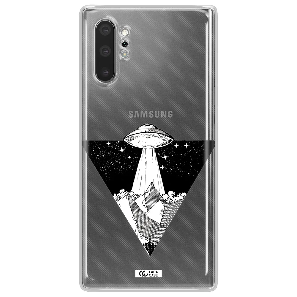a triangle with a ufo in the sky Samsung Note 10 Plus Clear TPU Case