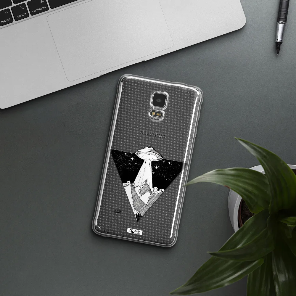 a triangle with a ufo in the sky Samsung Note 4 Clear TPU Case