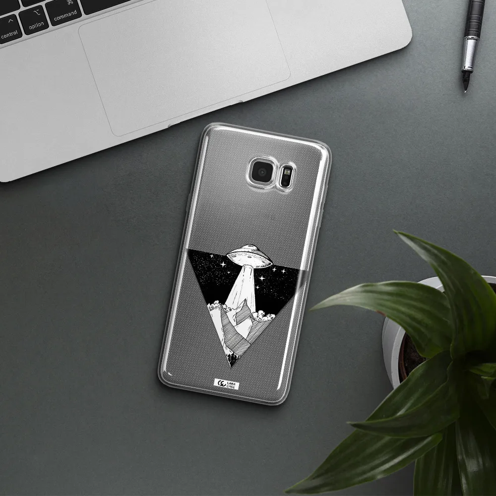 a triangle with a ufo in the sky Samsung Note 5 Clear TPU Case