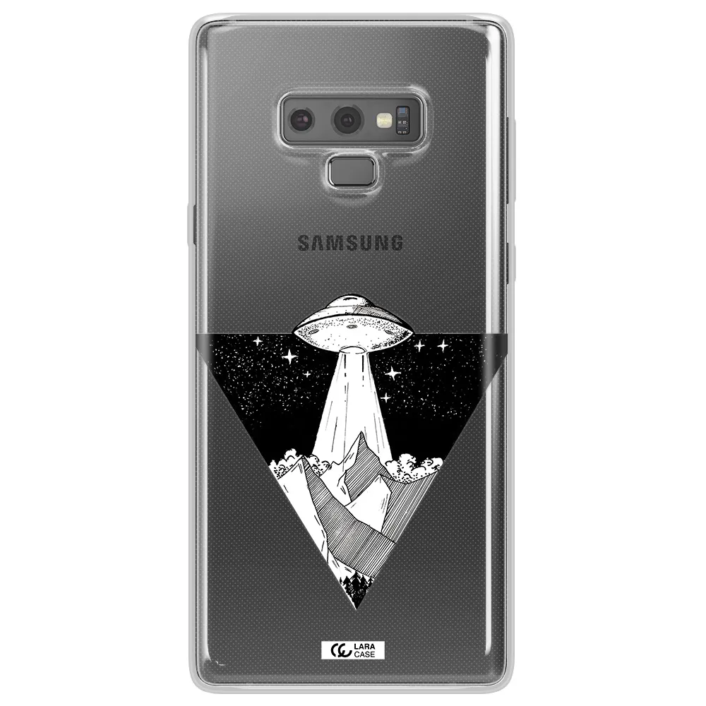 a triangle with a ufo in the sky Samsung Note 9 Clear TPU Case