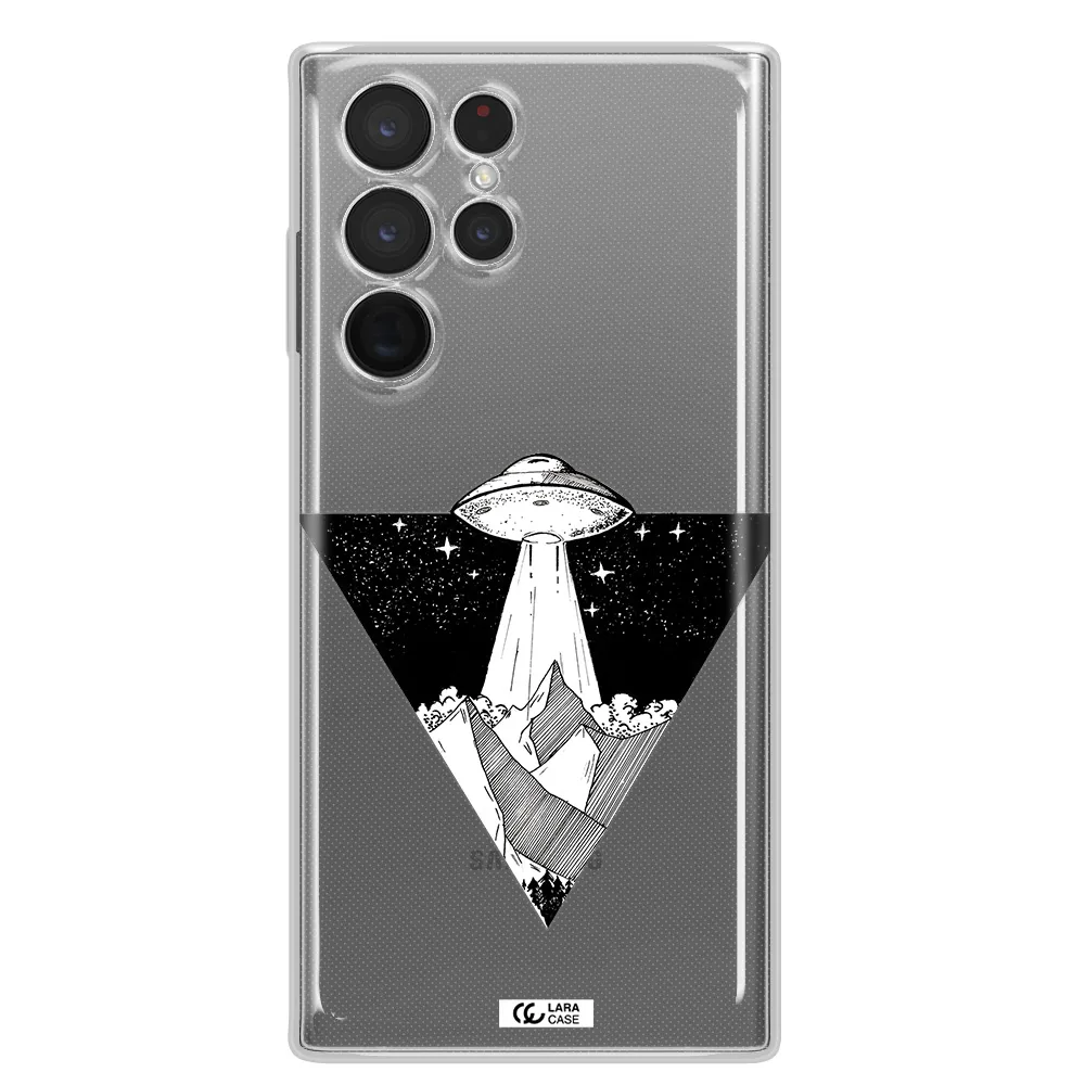 a triangle with a ufo in the sky Samsung S 22 Ultra Clear TPU Case