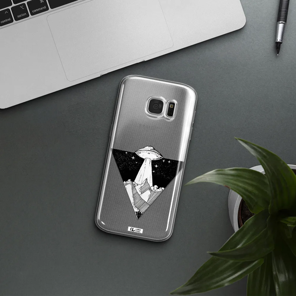 a triangle with a ufo in the sky Samsung S 7 Clear TPU Case