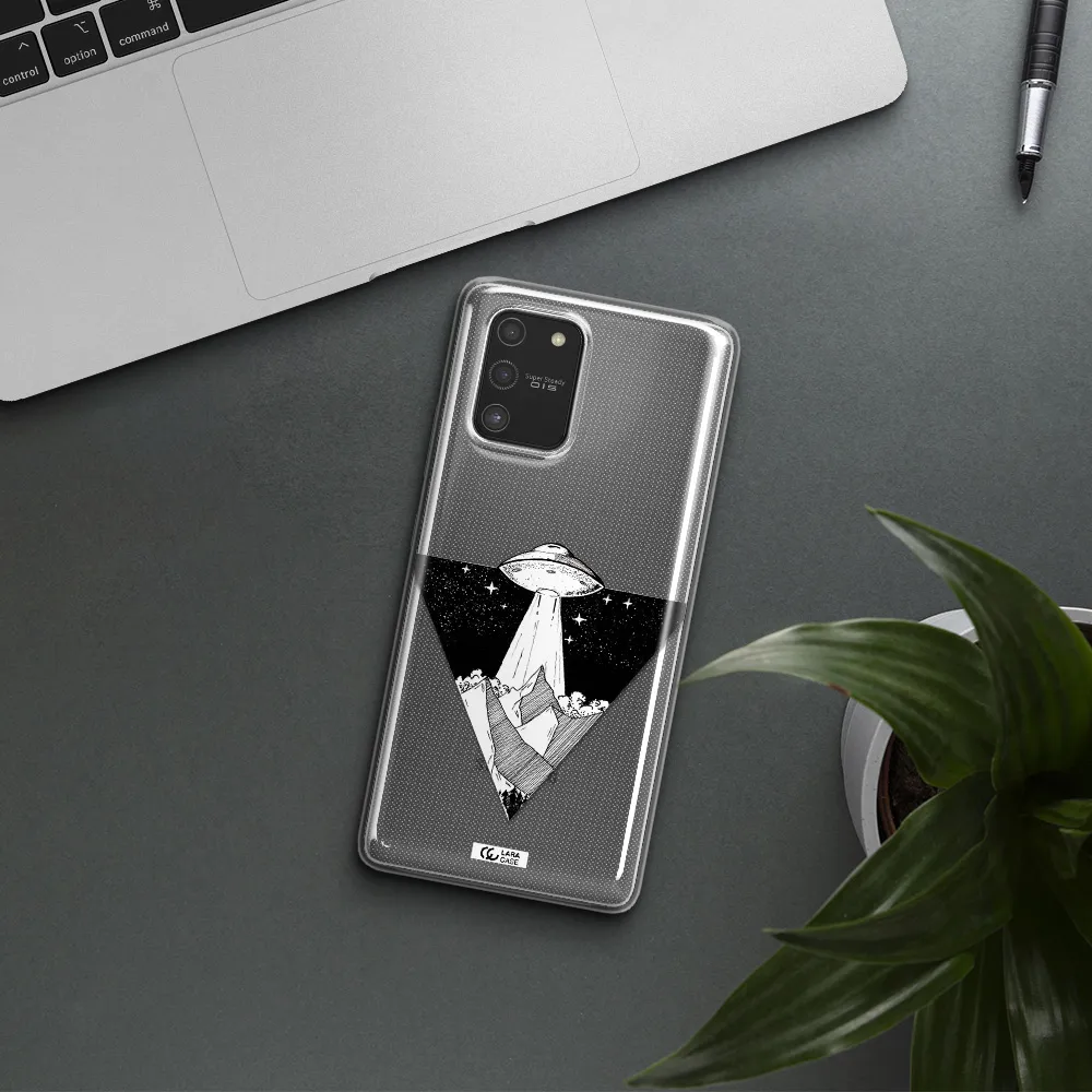 a triangle with a ufo in the sky Samsung S10 Lite Clear TPU Case