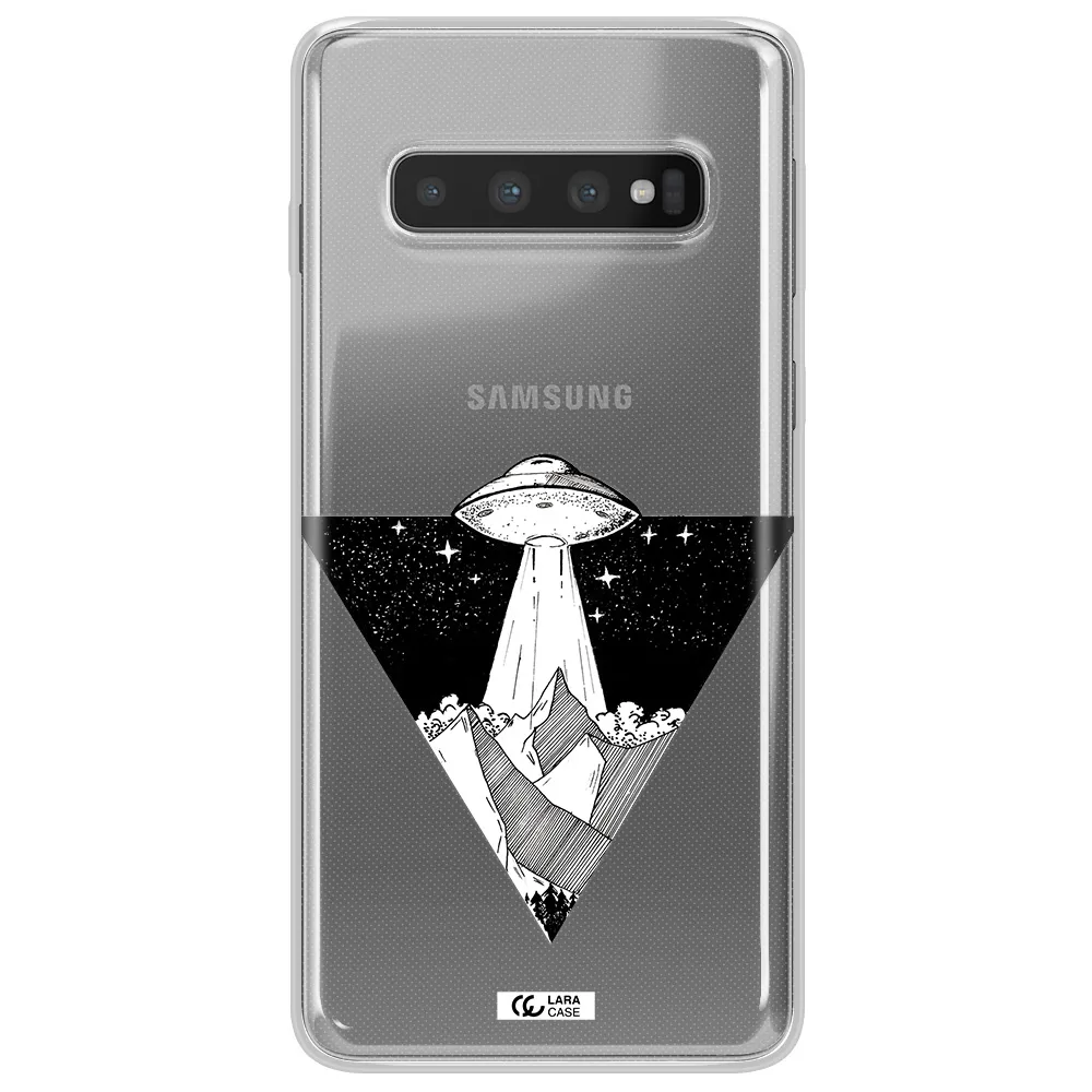 a triangle with a ufo in the sky Samsung S10 Plus Clear TPU Case