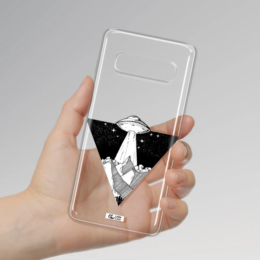a triangle with a ufo in the sky Samsung S10 Plus Clear TPU Case