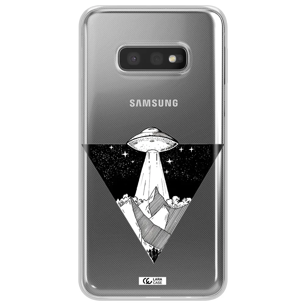 a triangle with a ufo in the sky Samsung S10e Clear TPU Case