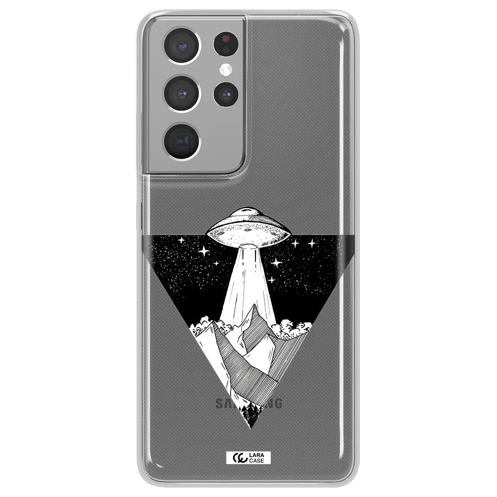a triangle with a ufo in the sky Samsung S21 Ultra Clear TPU Case