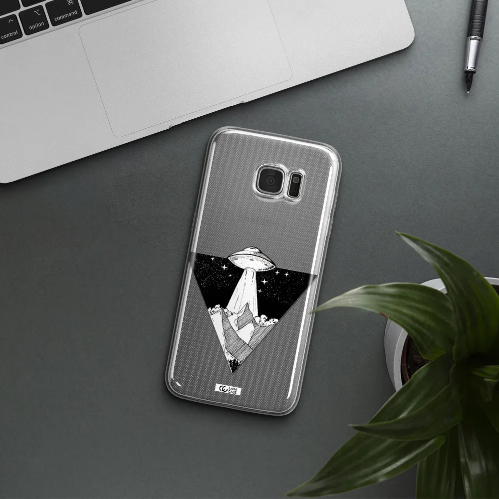 a triangle with a ufo in the sky Samsung S7 Edge Clear TPU Case