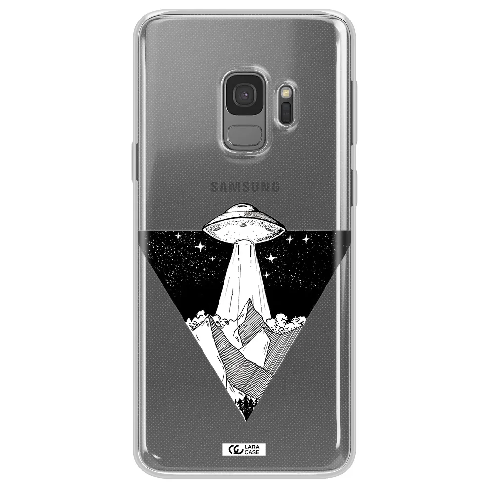 a triangle with a ufo in the sky Samsung S9 Clear TPU Case