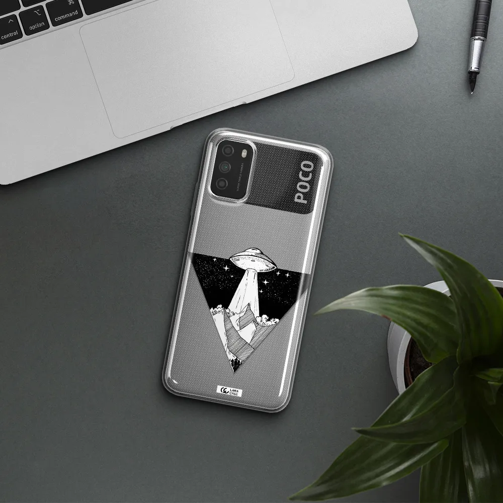 a triangle with a ufo in the sky Xiaomi Poco M3 Clear TPU Case