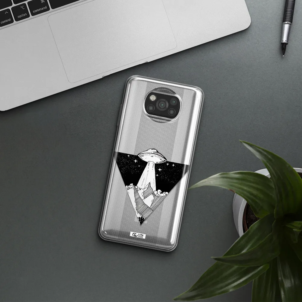 a triangle with a ufo in the sky Xiaomi Poco X3 Clear TPU Case