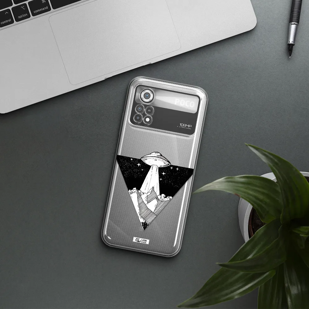 a triangle with a ufo in the sky Xiaomi Poco X4 Pro Clear TPU Case