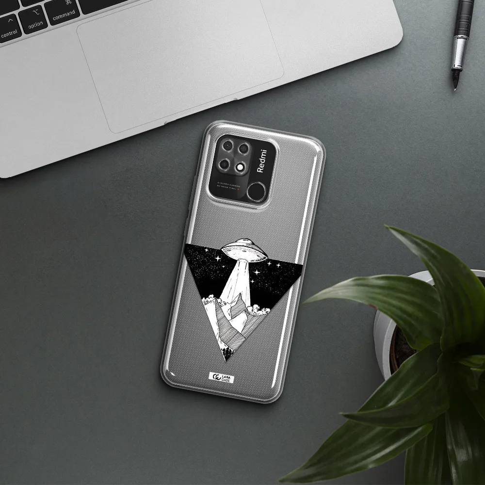 a triangle with a ufo in the sky Xiaomi Redmi 10C Clear TPU Case