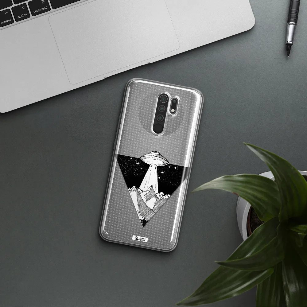 a triangle with a ufo in the sky Xiaomi Redmi 9 Clear TPU Case