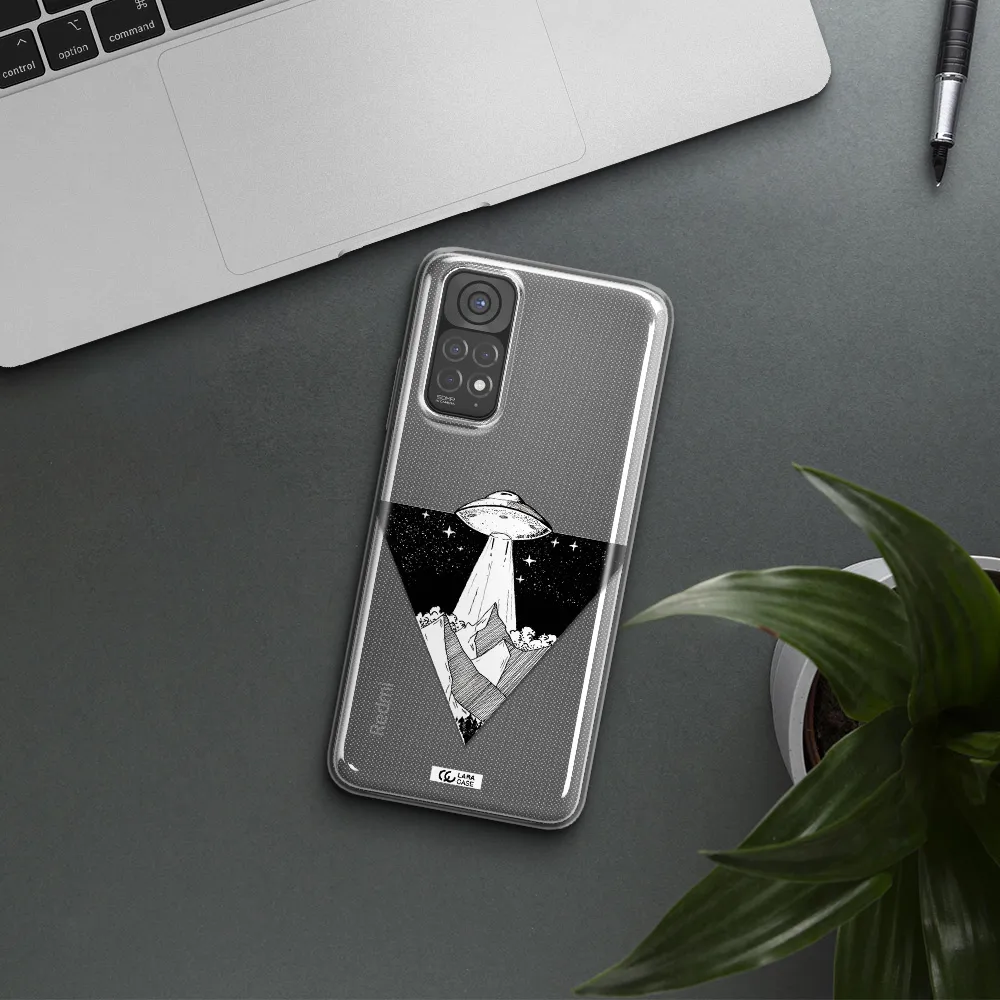 a triangle with a ufo in the sky Xiaomi Redmi Note 11 Clear TPU Case