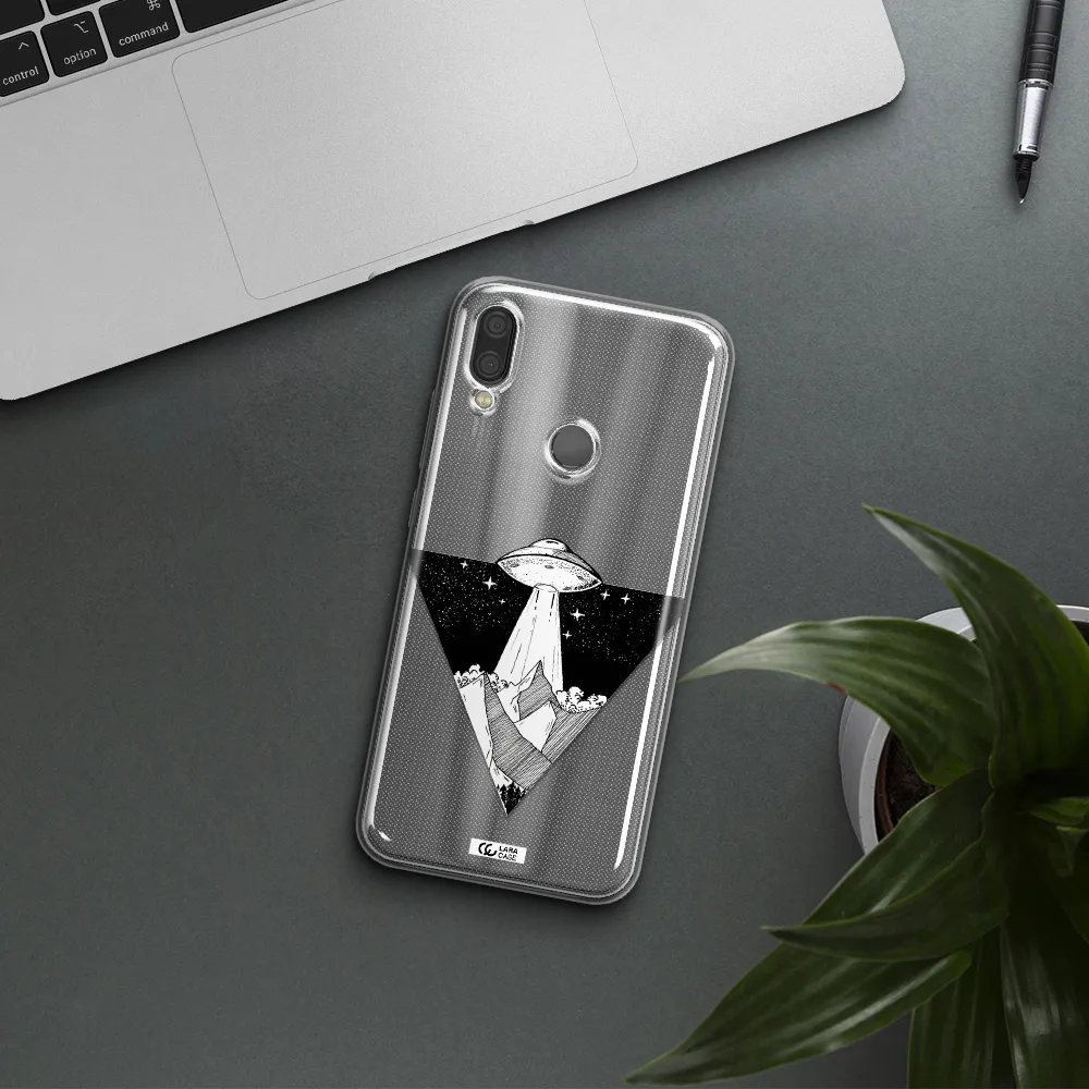 a triangle with a ufo in the sky Xiaomi Redmi Note 7 Clear TPU Case