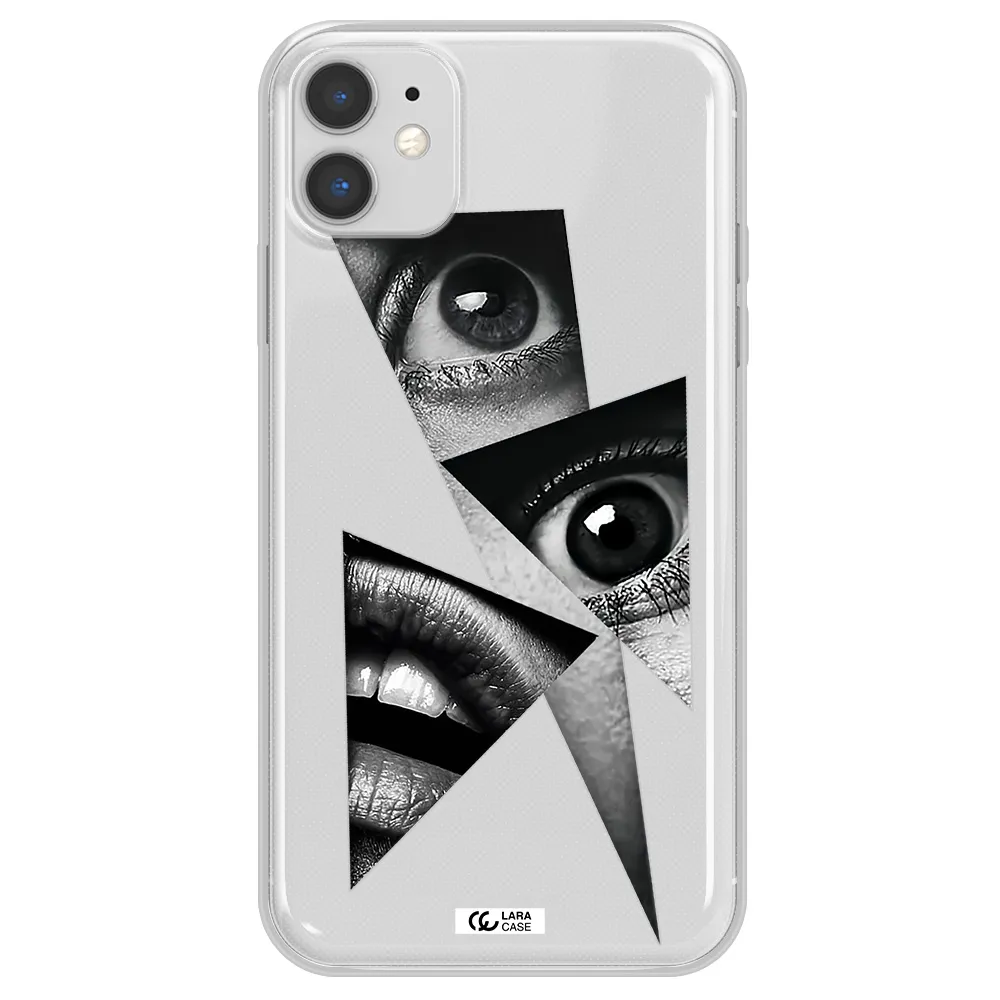 a close-up of a woman's eyes and lips Apple iPhone 11 Clear TPU Case