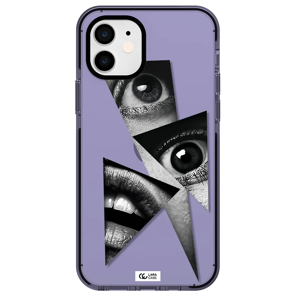 a close-up of a woman's eyes and lips Apple iPhone 11 impact Lilac Case