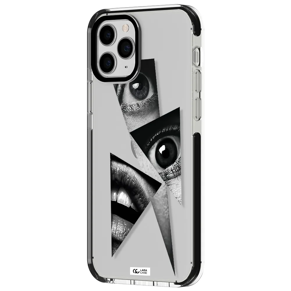 a close-up of a woman's eyes and lips Apple iPhone 11 pro impact black border Case
