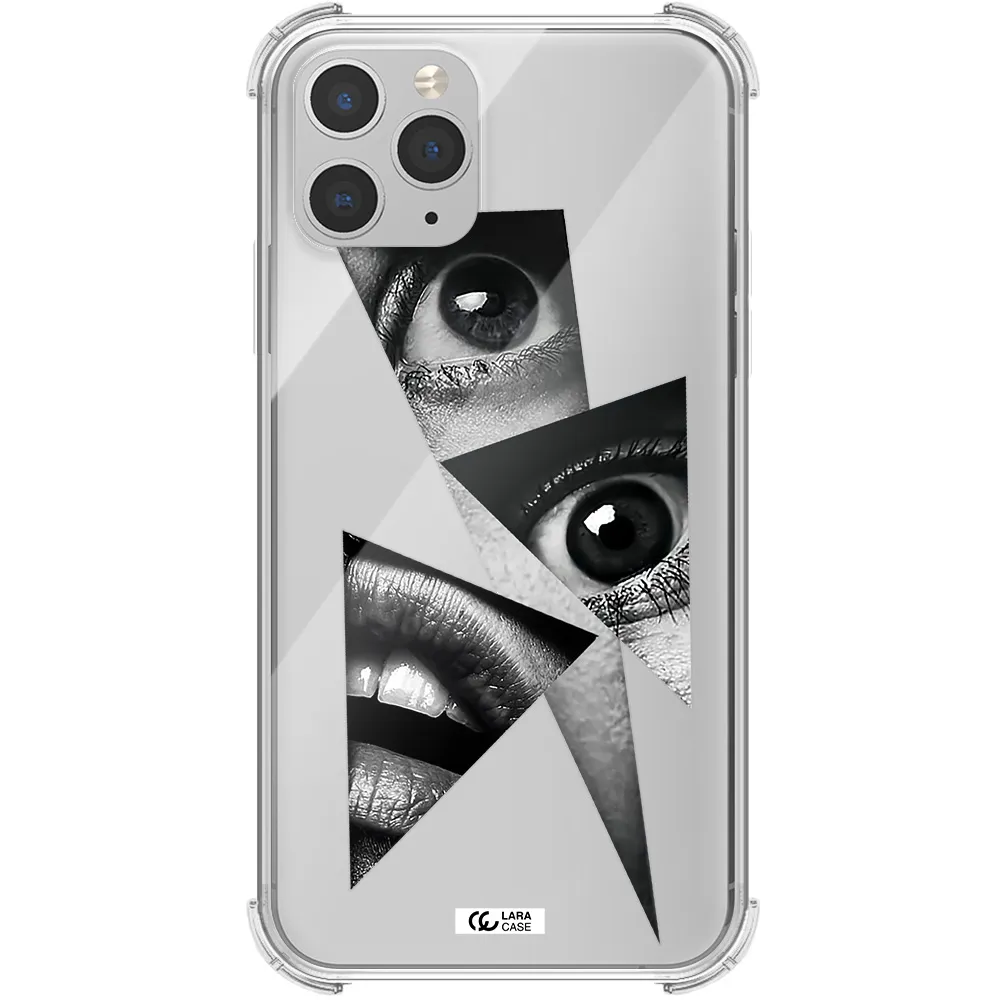 a close-up of a woman's eyes and lips Apple iPhone 11 pro max Clear PC Case