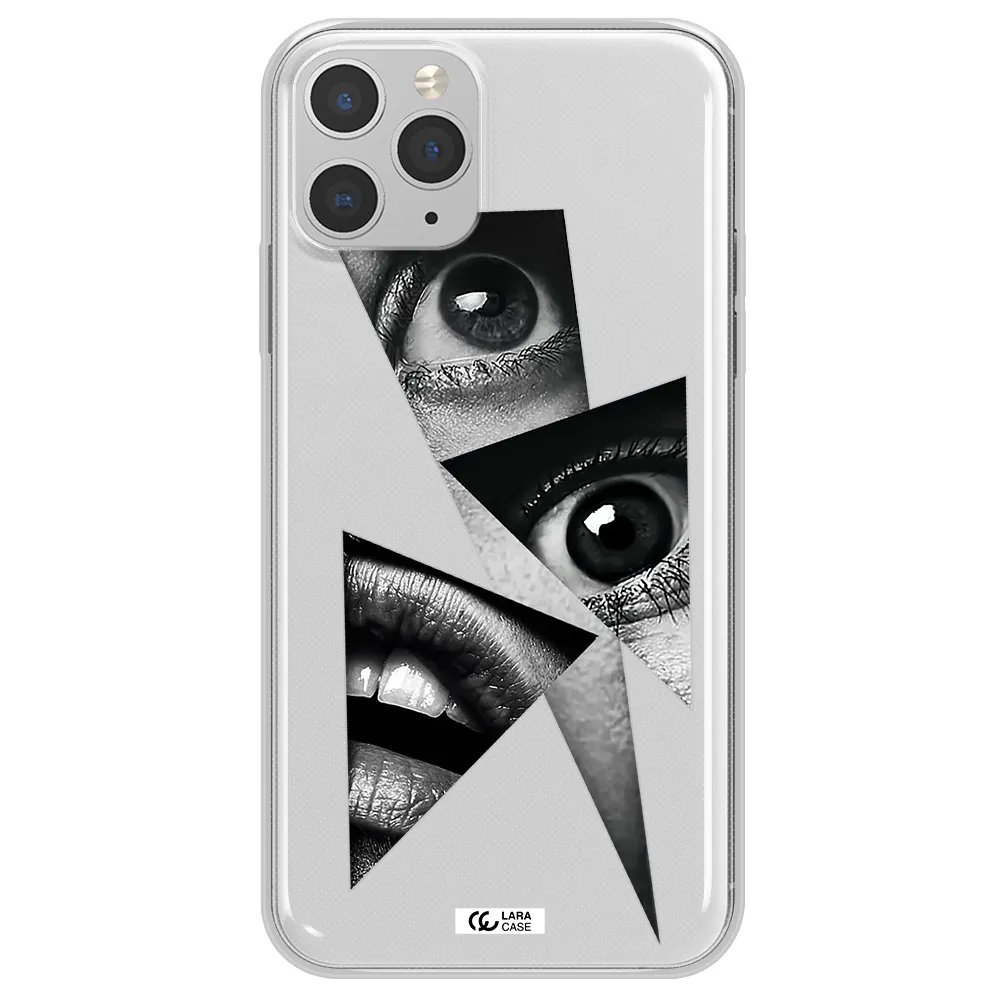 a close-up of a woman's eyes and lips Apple iPhone 11 pro max Clear TPU Case