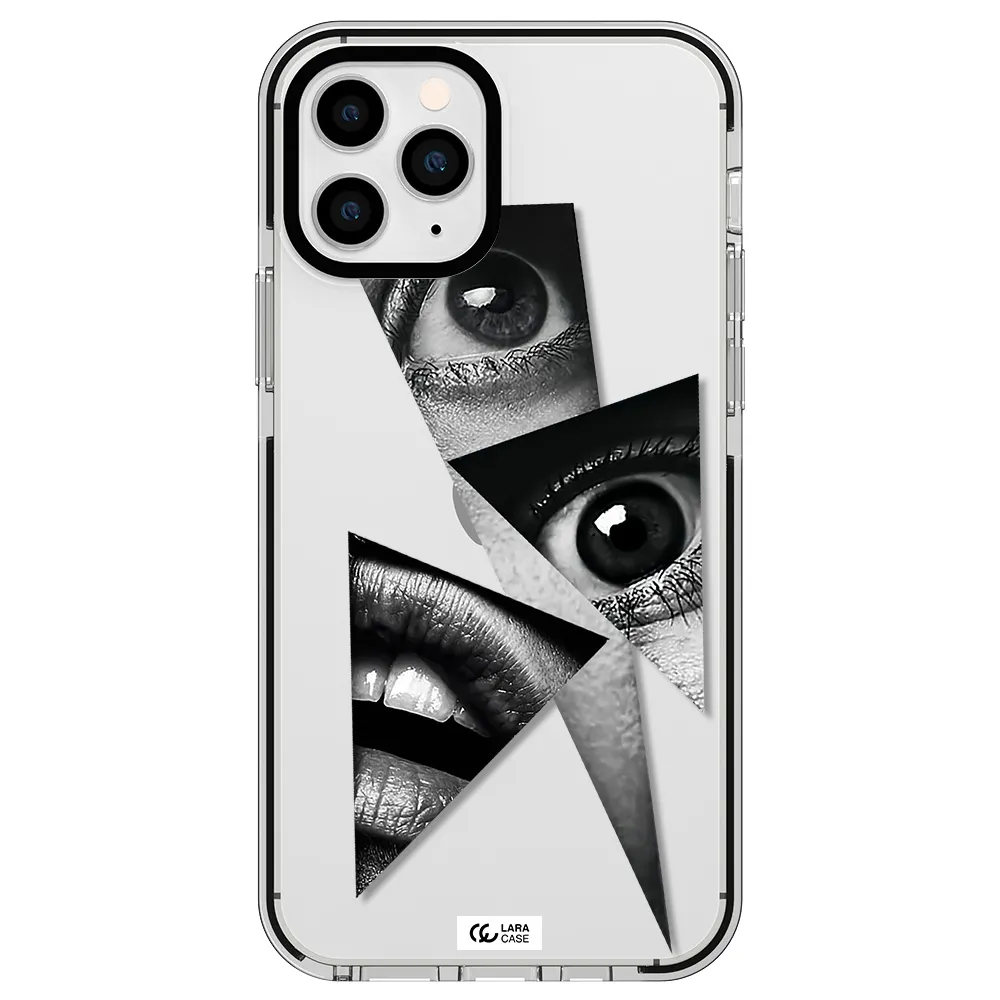 a close-up of a woman's eyes and lips Apple iPhone 11 pro max impact black border Case