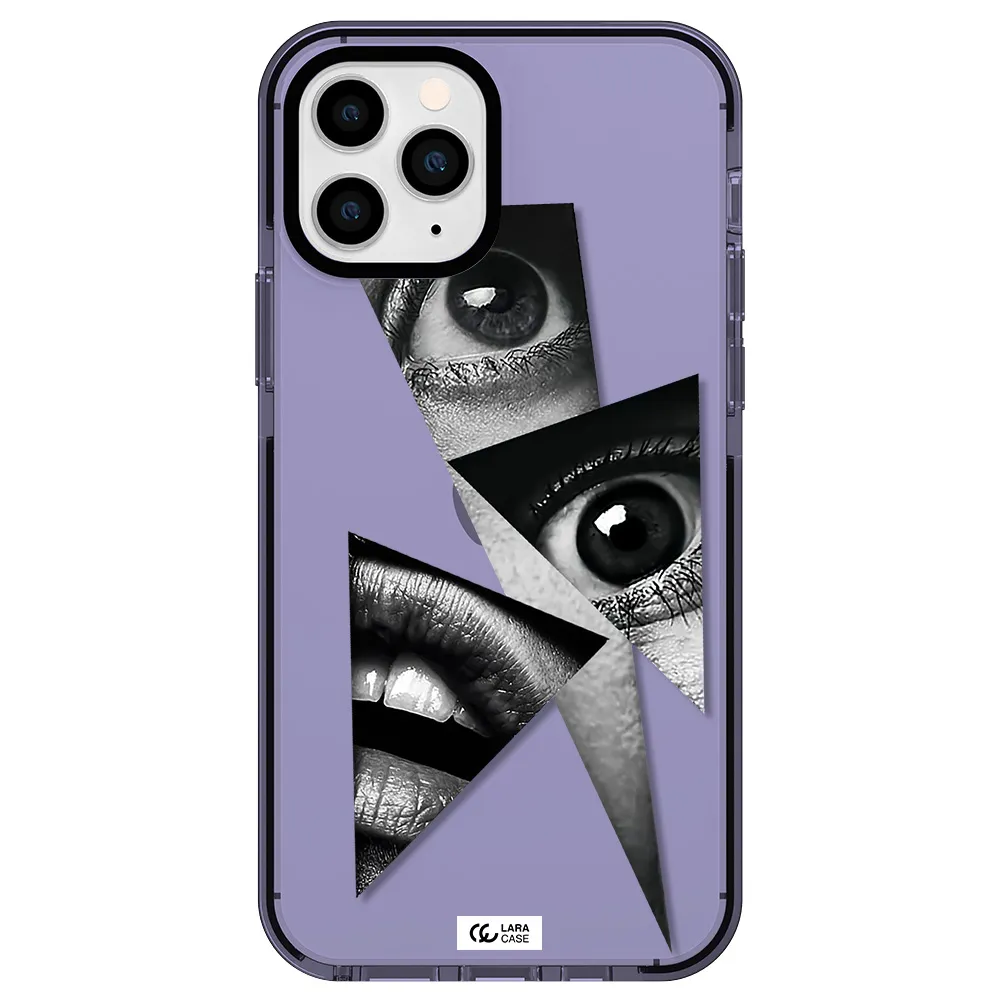 a close-up of a woman's eyes and lips Apple iPhone 11 pro max impact Lilac Case
