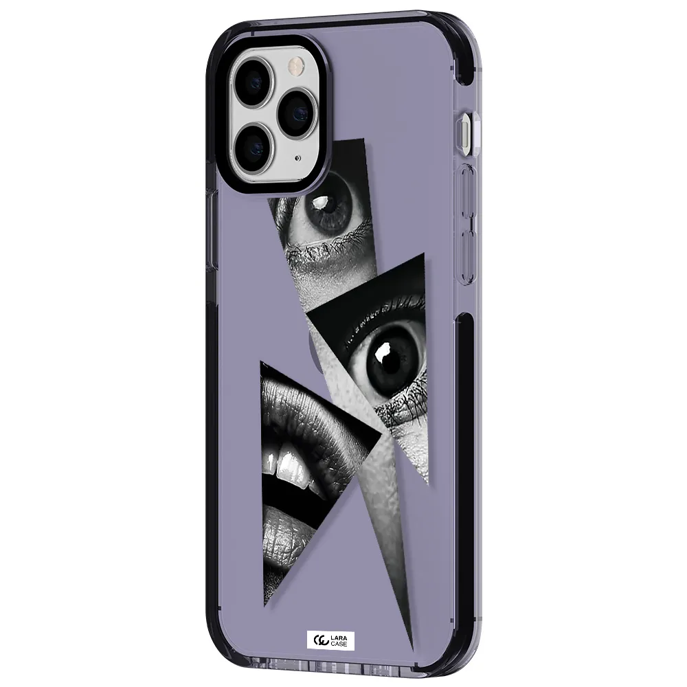 a close-up of a woman's eyes and lips Apple iPhone 11 pro max impact Lilac Case