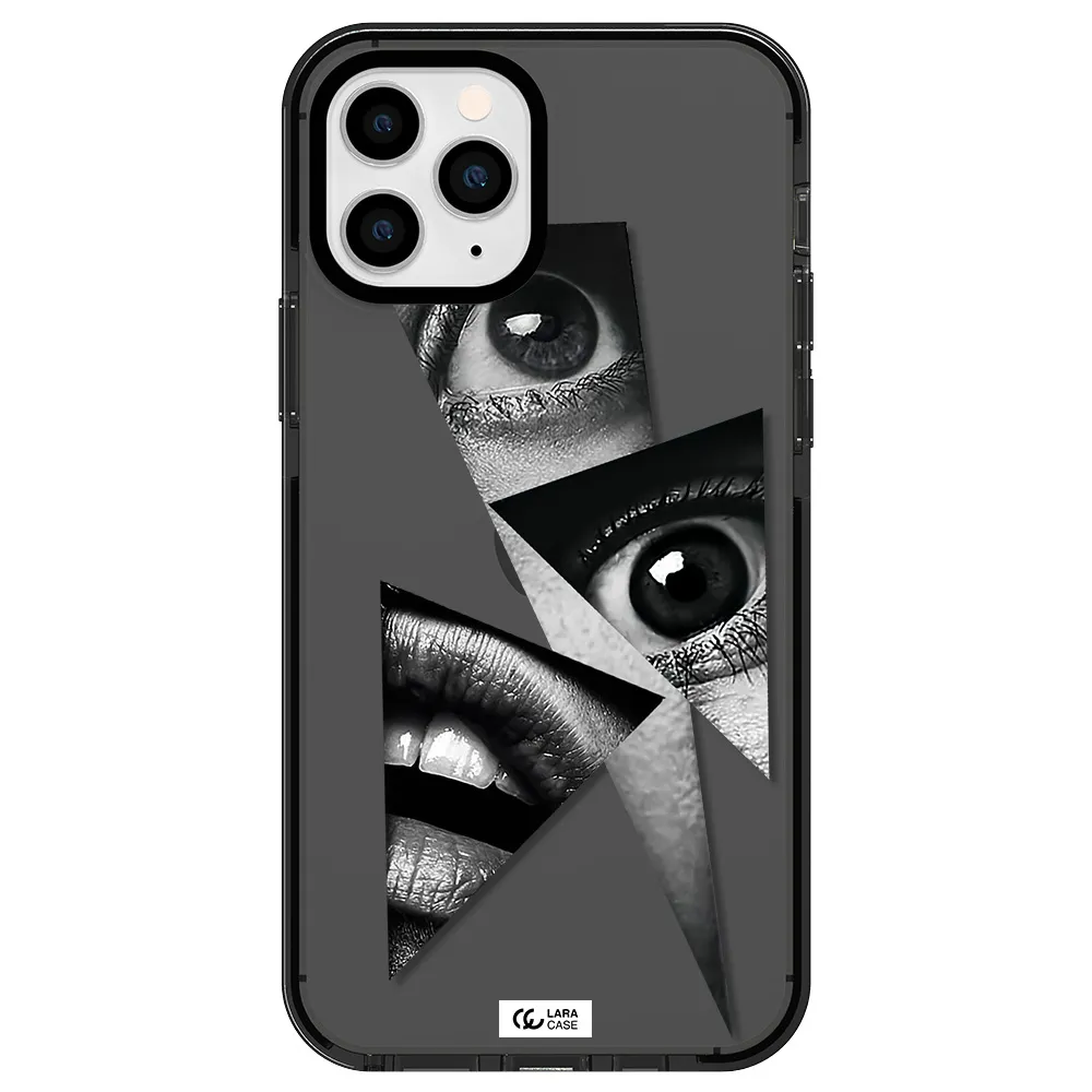 a close-up of a woman's eyes and lips Apple iPhone 11 pro max impact Smoke Black Case