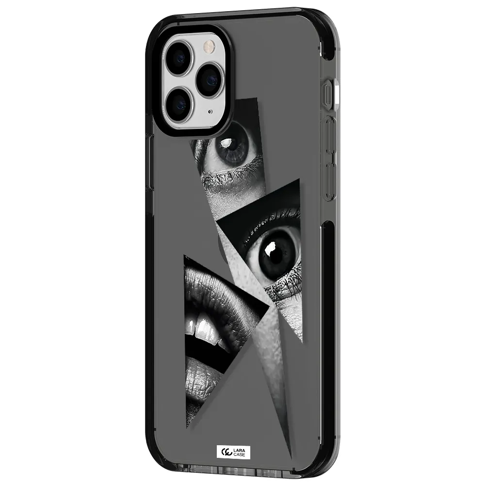 a close-up of a woman's eyes and lips Apple iPhone 11 pro max impact Smoke Black Case