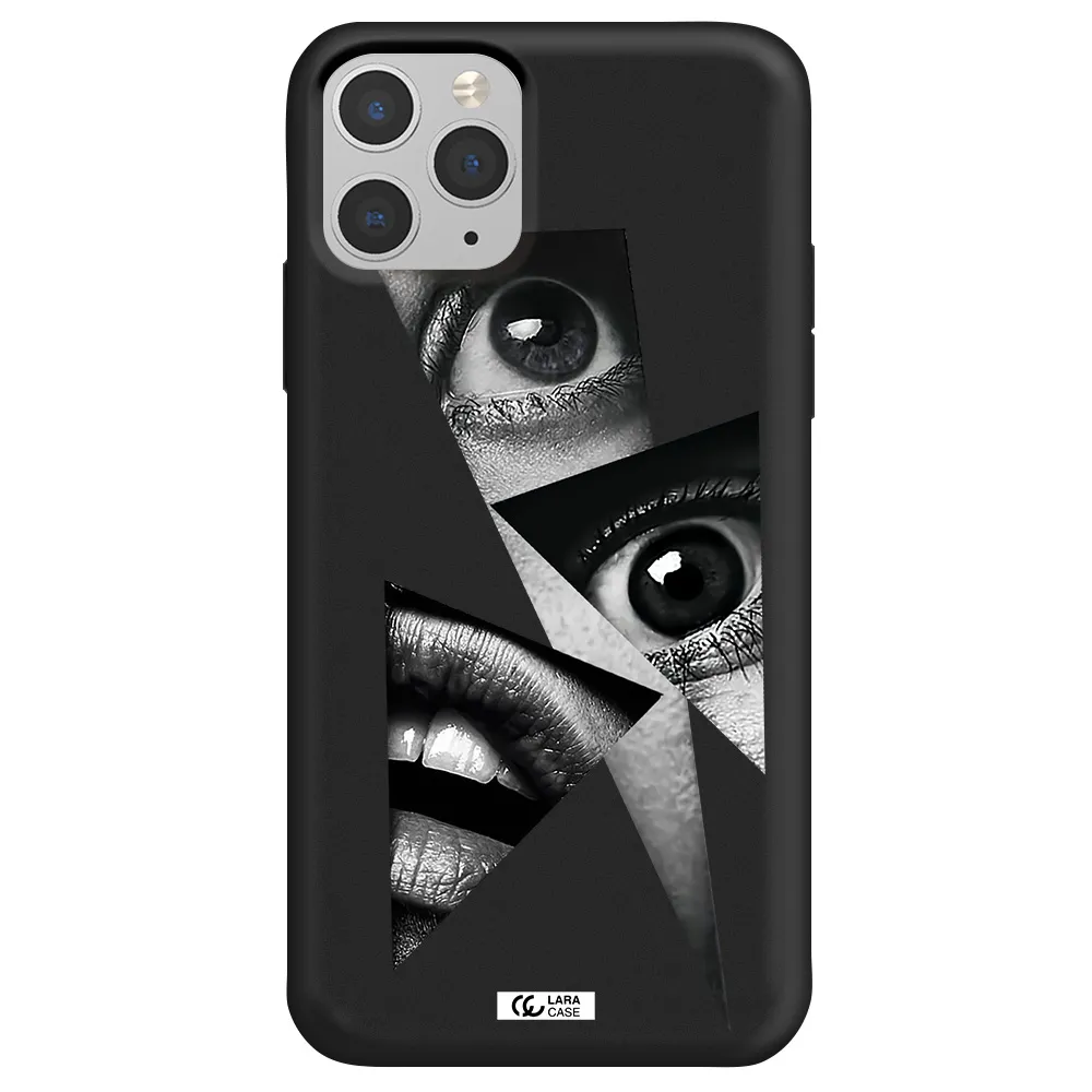 a close-up of a woman's eyes and lips Apple iPhone 11 pro max Silicone black Case