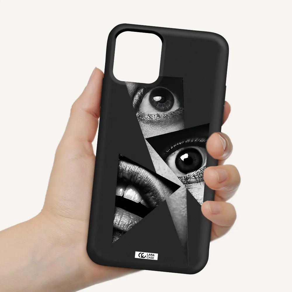 a close-up of a woman's eyes and lips Apple iPhone 11 pro max Silicone black Case